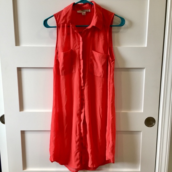 coral shirt dress